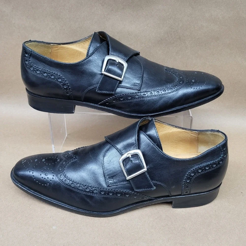 Saks Fifth Avenue (Sz 9.5 M) Monk Strap Wingtip Mens Dress Shoes